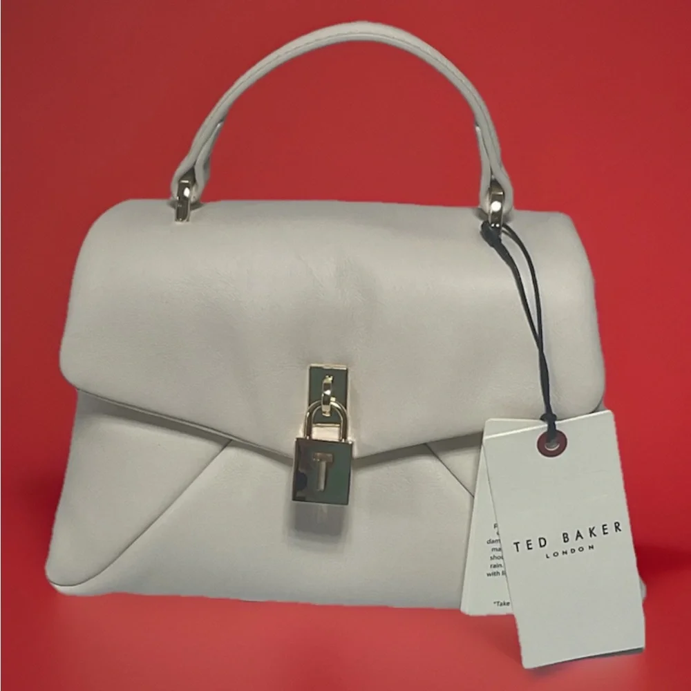🆕 Ted Baker Poppy Mini Satchel Natural Cream Leather Crossbody Bag - Picture 6 of 14